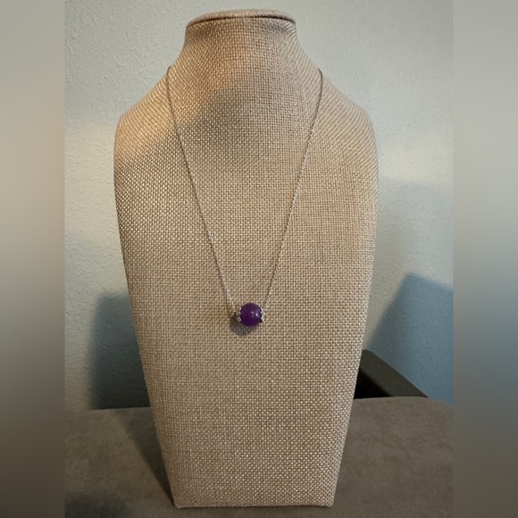 purple jade pendant with sterling silver chain by Jade of Yesteryear - Picture 2 of 12